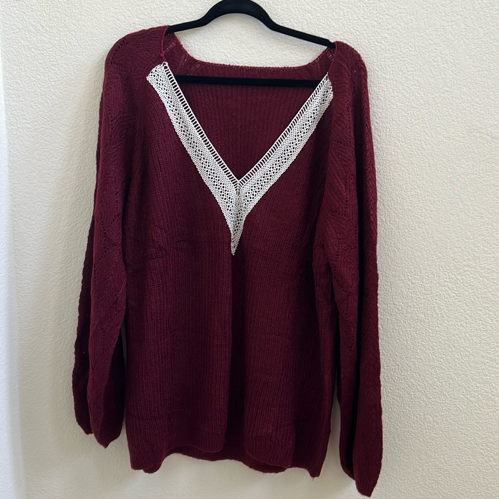 93. NO BRAND DARK RED SWEATER 2x